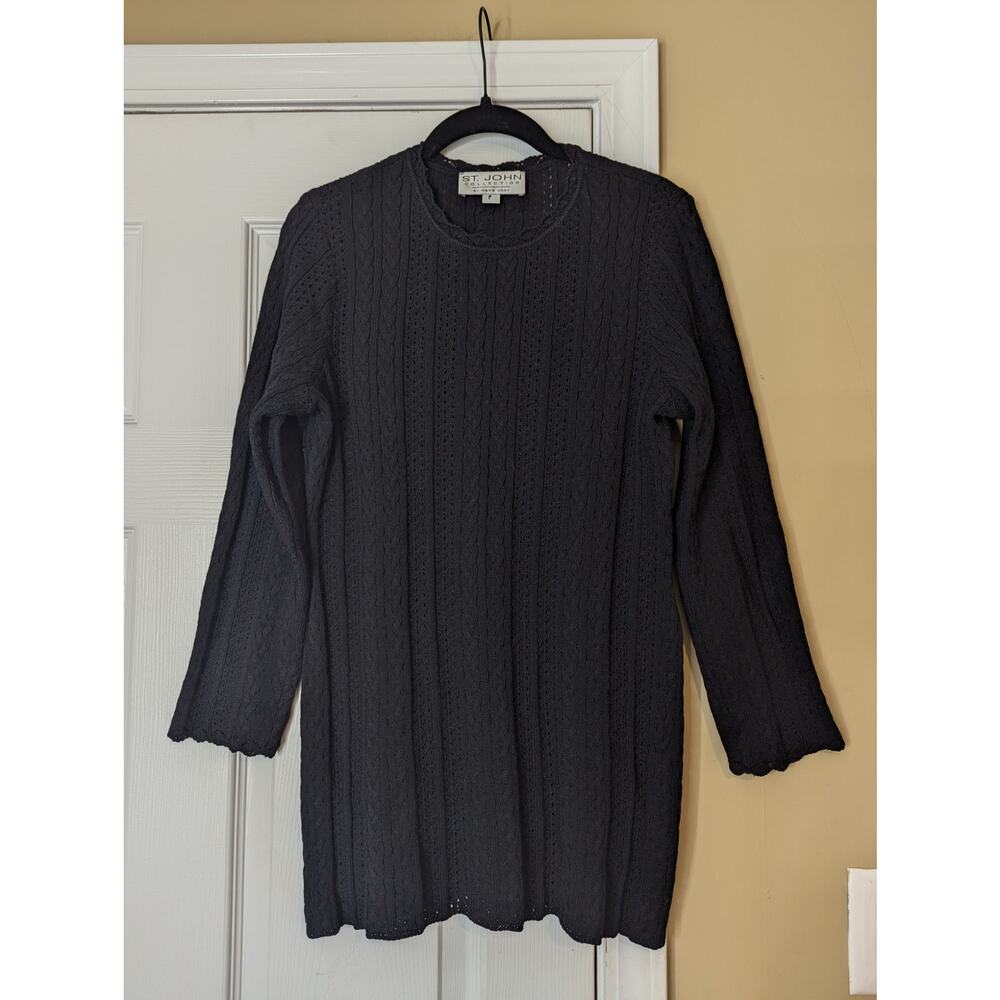 St. John Collection By Marie Gray Cable Knit Tunic Size Small 90s Minimalist